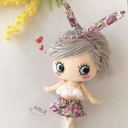 水色小花のワンピース♡ヘアゴムセット イルメール イーマリー