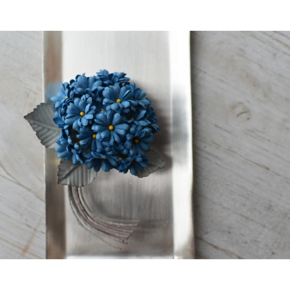 [布料花] 小花花束胸花（藍色）/獨一無二 第4張的照片
