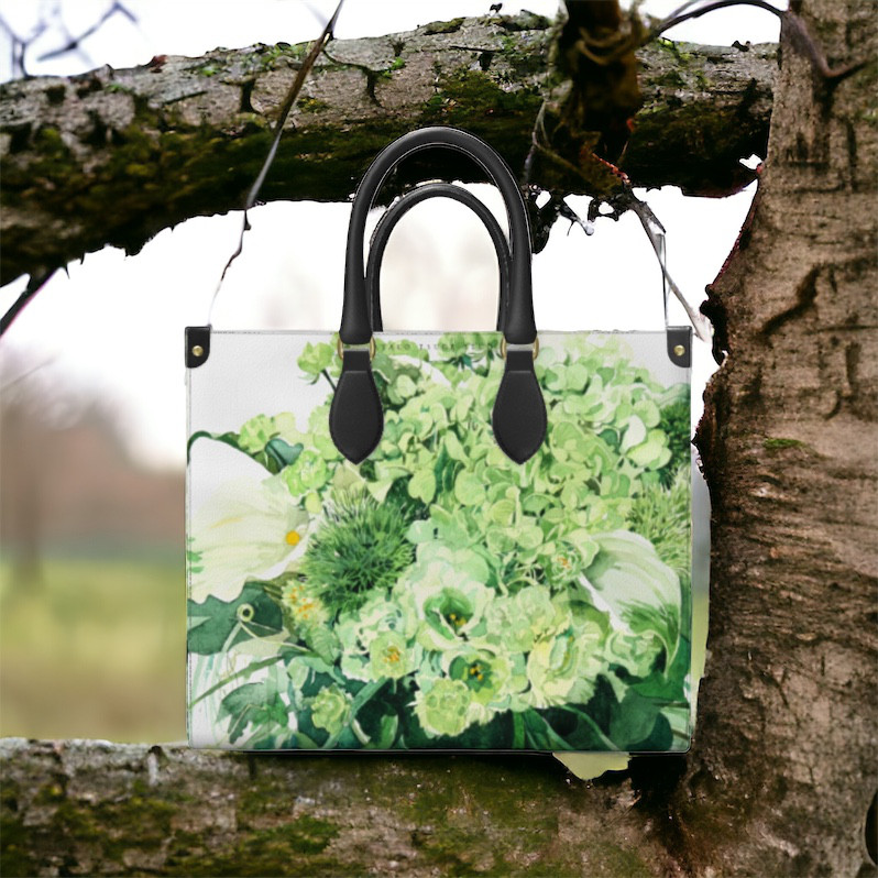 本革　Green bouquet　ビジネスバッグ　紫陽花