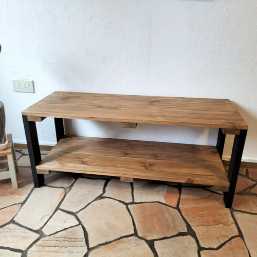 ウッドラック 2段 ブラック 90×38×35 棚 2段ラック 木製ラック