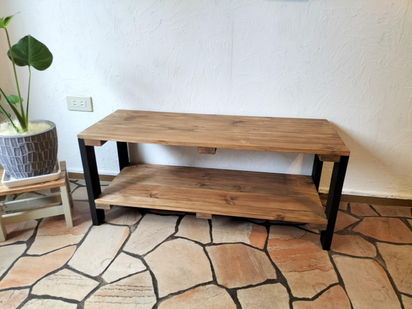 ウッドラック　２段　ブラック　90×38×35　棚　2段ラック　木製ラック　ウッドシェルフ 