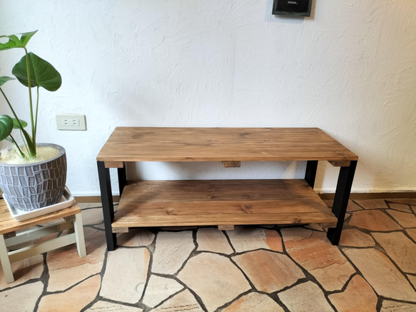 ウッドラック　２段　ブラック　90×38×35　棚　2段ラック　木製ラック　ウッドシェルフ 