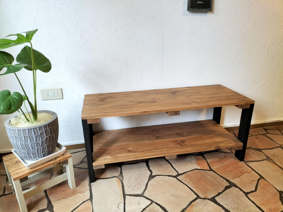 ウッドラック　２段　ブラック　90×38×35　棚　2段ラック　木製ラック　ウッドシェルフ 