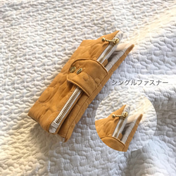 受注制作　Sサイズ　kumasanマスタード　母子手帳ケース　 シングルファスナーver.  母子手帳ケース くま 2枚目の画像