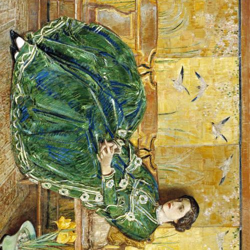 NO.378】屏風と緑色ドレスの女性絵画アートポスター☆和柄和