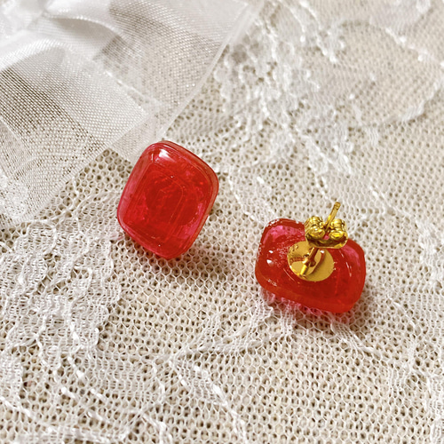 レジンピアス サクマドロップス風ピアス ピアス（スタッド・一粒