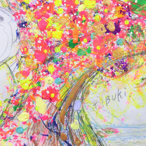 原画「華咲く頃」（カラー&鉛筆画）額サイズ45×33㎝ パワー