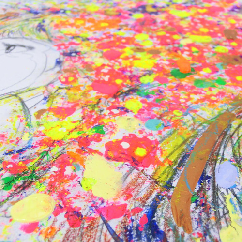 原画「華咲く頃」（カラー&鉛筆画）額サイズ45×33㎝ パワー