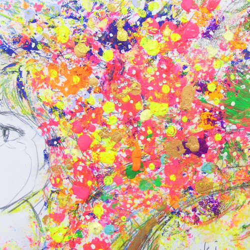 原画「華咲く頃」（カラー&鉛筆画）額サイズ45×33㎝ パワー