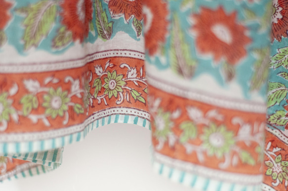 聖誕節禮物 情人節禮物 交換禮物 生日禮物木刻印純棉蝴蝶洋裝 印度有機棉 india blockprint木刻印罩衫-花 第9張的照片