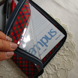 仕切りつきA5　L字クリアポーチ　ファミリアチェック♡　連絡帳　書類　お着換え　トラベル　お稽古　お受験 9枚目の画像