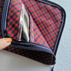 仕切りつきA5　L字クリアポーチ　ファミリアチェック♡　連絡帳　書類　お着換え　トラベル　お稽古　お受験 7枚目の画像