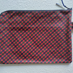 仕切りつきA5　L字クリアポーチ　ファミリアチェック♡　連絡帳　書類　お着換え　トラベル　お稽古　お受験 4枚目の画像