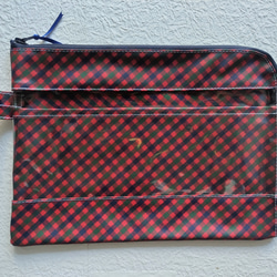 仕切りつきA5　L字クリアポーチ　ファミリアチェック♡　連絡帳　書類　お着換え　トラベル　お稽古　お受験 2枚目の画像