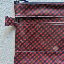 仕切りつきA5　L字クリアポーチ　ファミリアチェック♡　連絡帳　書類　お着換え　トラベル　お稽古　お受験 3枚目の画像