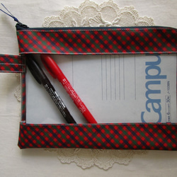 仕切りつきA5　L字クリアポーチ　ファミリアチェック♡　連絡帳　書類　お着換え　トラベル　お稽古　お受験 8枚目の画像