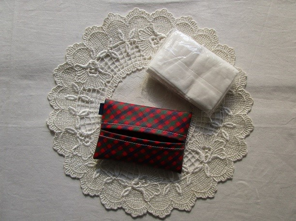 ミニティッシュケース　ファミリアチェック♡　入園　入学　お受験　ラミネート　プチギフト　 6枚目の画像