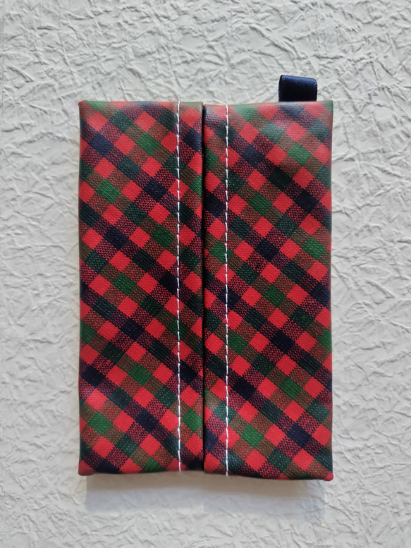 ミニティッシュケース　ファミリアチェック♡　入園　入学　お受験　ラミネート　プチギフト　 2枚目の画像