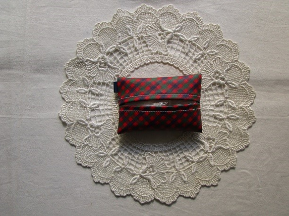 ミニティッシュケース　ファミリアチェック♡　入園　入学　お受験　ラミネート　プチギフト　 5枚目の画像