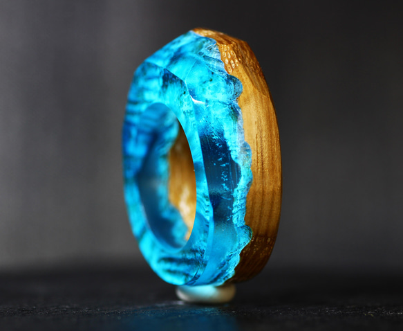 [免運費] 木質樹脂戒指/海 ～木質樹脂戒指～ 第3張的照片
