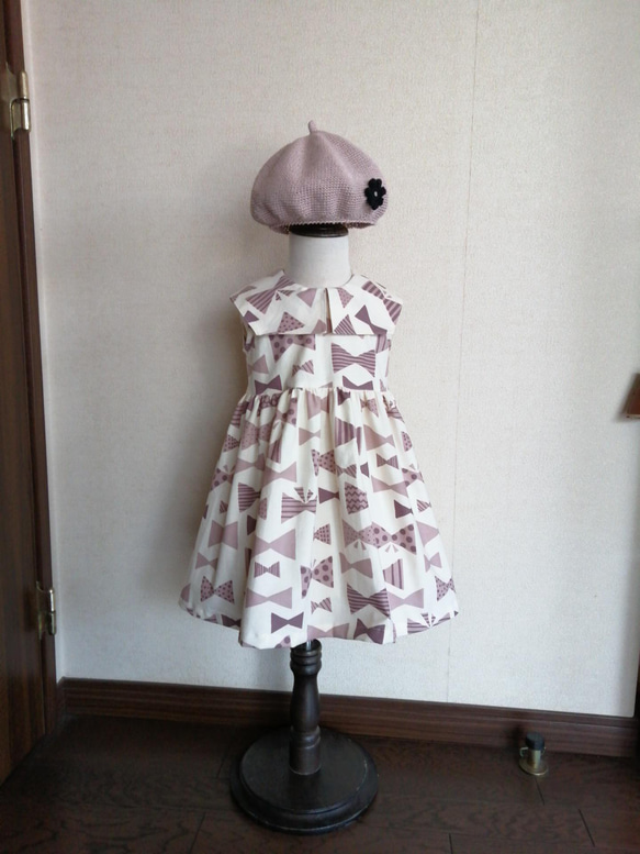 ハンドメイド♡90cmラベンダーフリルたっぷりセーラーワンピースリボン eb83f5821095396eb5143d6c27bf07