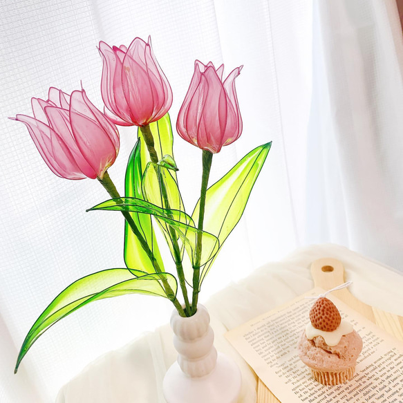 枯れない花 アメリカンフラワー チューリップ ローズピンク 桃色