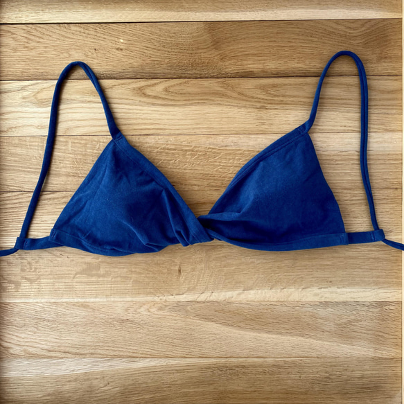 【藍】草木染めブラ　オーガニックコットン　femcare　しめつけない　綿　ブラ 4枚目の画像