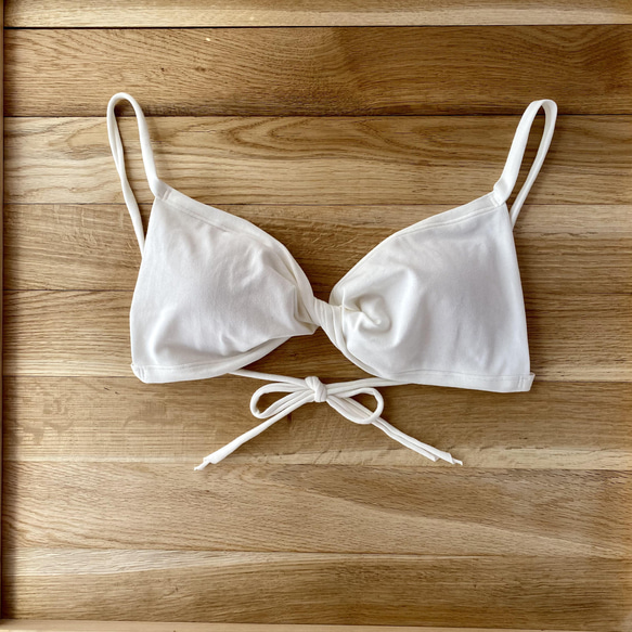 【生成り】草木染めブラ　オーガニックコットン　femcare　しめつけない　綿　ブラ 2枚目の画像