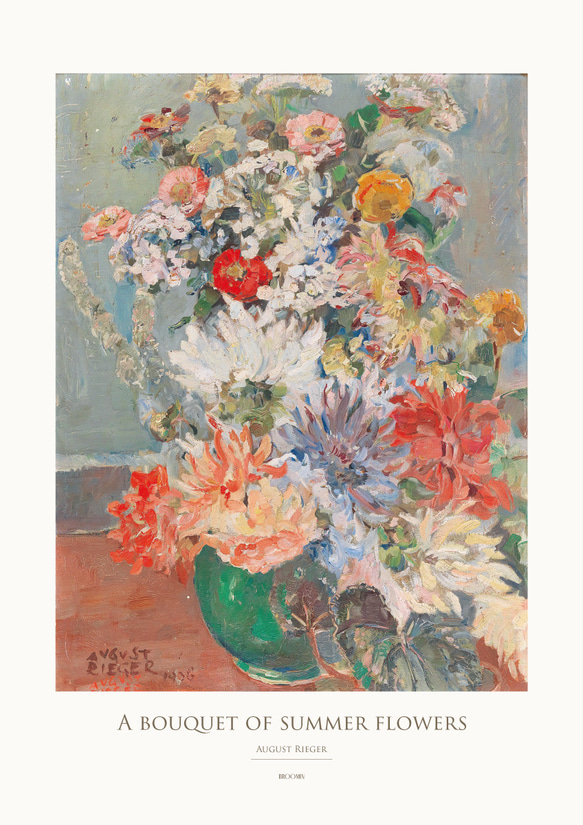 アウグスト・リーガー 夏の花の花束 アートポスター 静物画 名画 絵画 ポスター アートパネル 特大 AP208 5枚目の画像