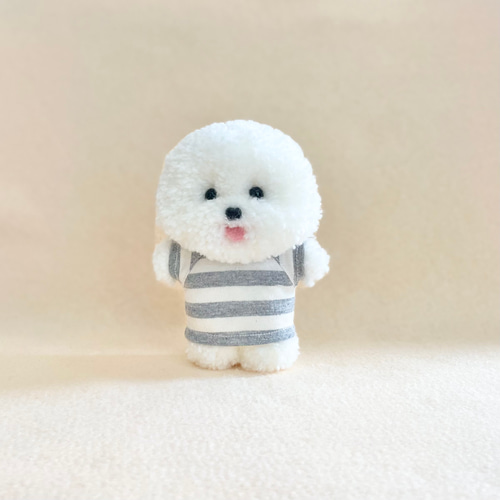 ビションカットのぽんぽんぬいぐるみ（舌あり） ビションフリーゼ