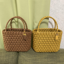 花結び編みのエコクラフトバック⭐️ミモザ⭐️受注製作になります^_