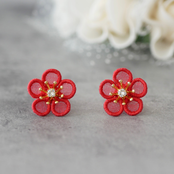梅の花ピアス・イヤリング オーダー受付