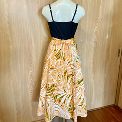 【ラップスカート】ハワイアンラップスカート（バナナリーフ カヒコ/オレンジ グリーン)ハワイアンファブリック使用♪ 5枚目の画像