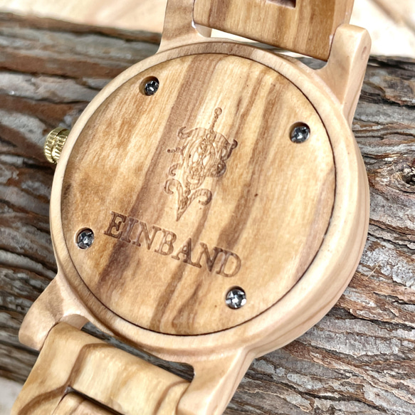 【木製腕時計】EINBAND Reise 天然の貝 パールの文字盤 木の時計 おしゃれ ウッド ウォッチ【32mm】 4枚目の画像
