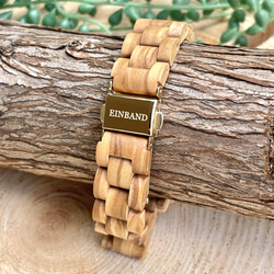【木製腕時計】EINBAND Reise 天然の貝 パールの文字盤 木の時計 おしゃれ ウッド ウォッチ【32mm】 3枚目の画像