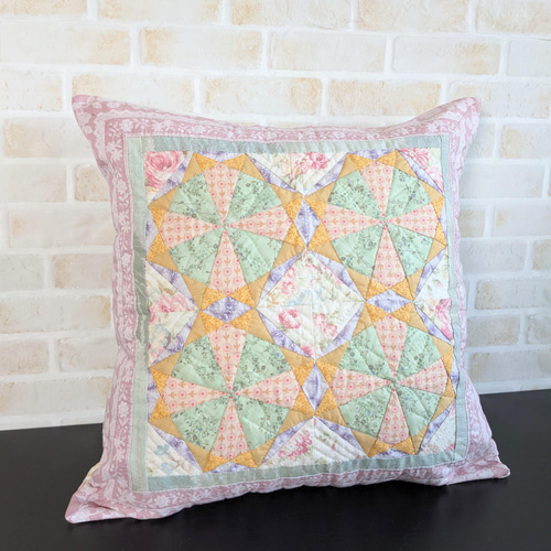 パッチワークキルトのクッションカバー☆宝石星 クッション