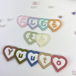 お名前ワッペン♡刺繍♡清楚・姫系ハートのガーリーリボン 名前シール
