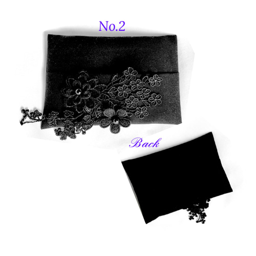 ポケットティッシュカバー BLACK Flower ハンドメイド ポケットテｨッシュケース ＊ Formal 冠婚葬祭 立体 flowerモチーフ