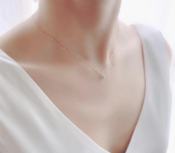 【ブルーグリーンアパタイト】希少☆2way K10YG New Simple Necklace 1枚目の画像