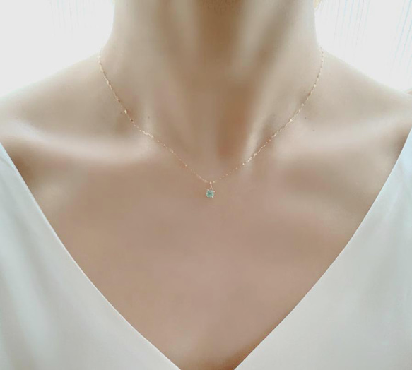【ブルーグリーンアパタイト】希少☆2way K10YG New Simple Necklace 3枚目の画像