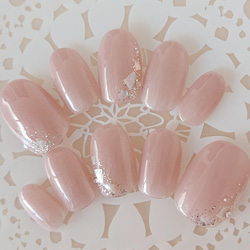 春色 シャンパンピンク かわいいシアーカラー/結婚式/ブライダルネイル