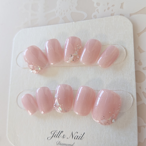 春色 シャンパンピンク かわいいシアーカラー/結婚式/ブライダルネイル