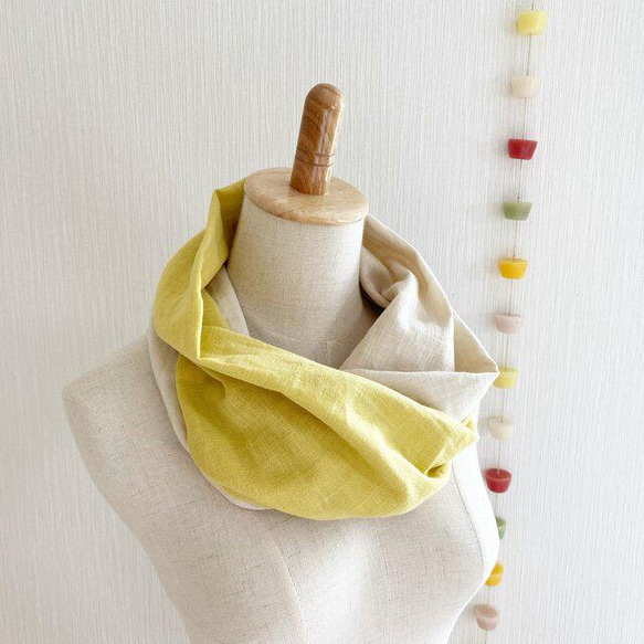 日本製造♡柔軟的春夏圍巾，採用優質雙層紗布製成♡雙色（檸檬黃x香草牛奶） 第4張的照片