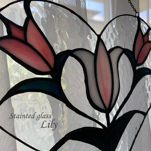 ステンドグラス オーナメント「チューリップハート」ウォールデコ