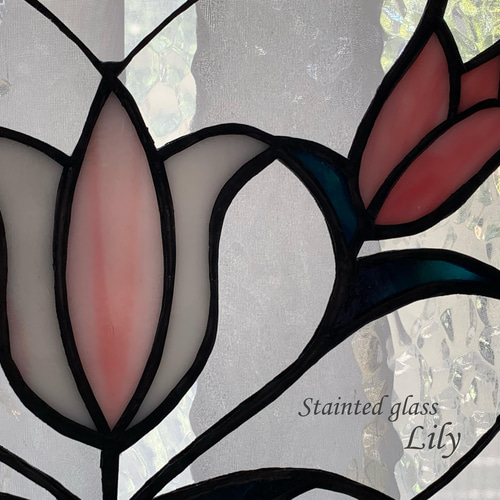 ステンドグラス オーナメント「チューリップハート」ウォールデコ