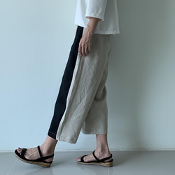 大人の抜け感を纏う｜リネン巻きスカート風ペグトップパンツ〈生成り＆ブラックor 濃紺〉ウエストファスナー 8枚目の画像