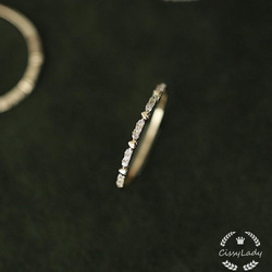 Sv925純銀製 繊細　ハート　CZダイヤ　ピンキーリング　指輪　リング　K18 5枚目の画像