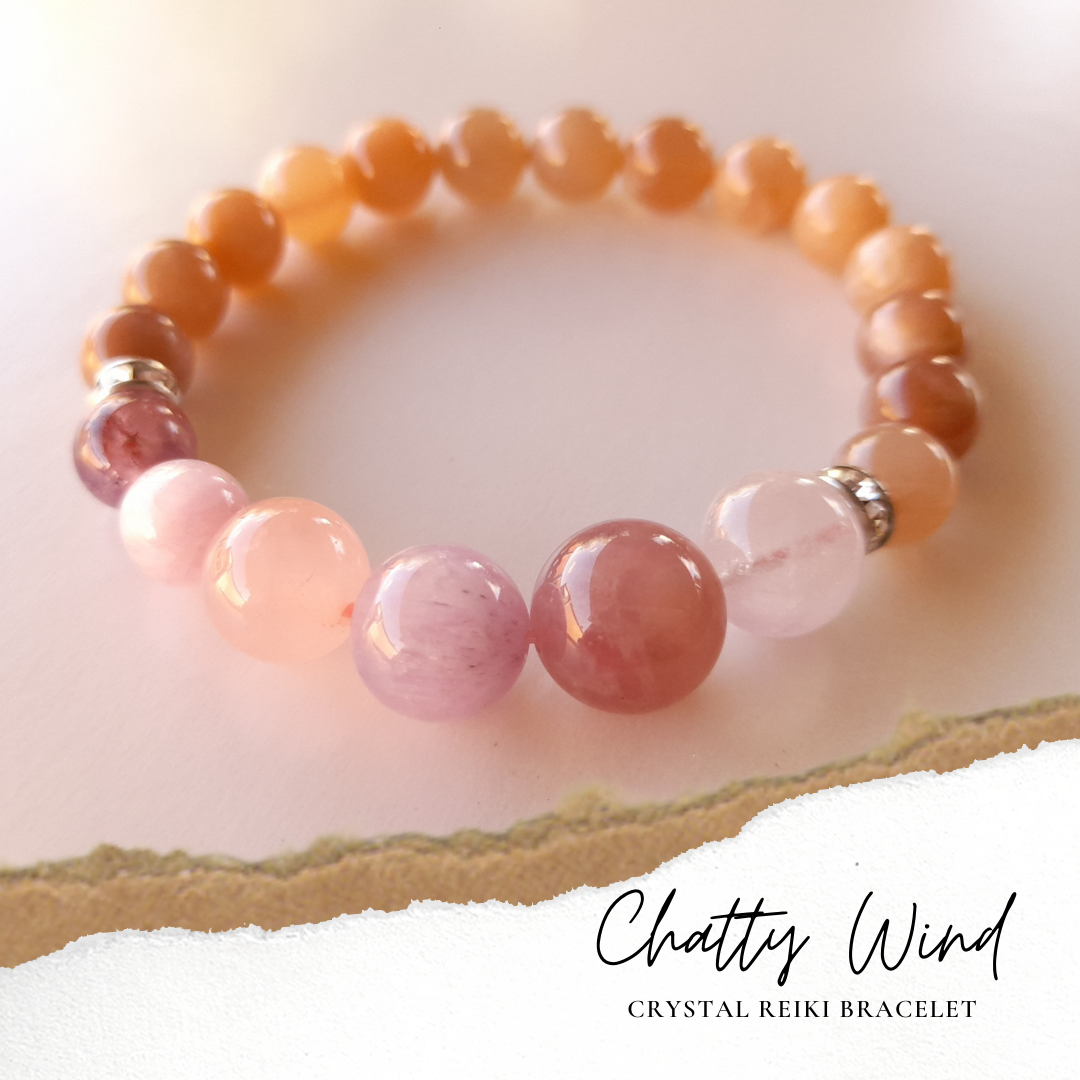 ★ルナーガーデンへの招待★ムーンストーン、ローズクォーツ他　天然石ブレスレット 1106