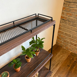 360°回転3段ラック 観葉植物 無垢板 回転 ディスプレイ カフェ風