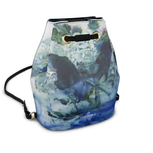 海の底で見る夢２　ドローストリング リュック　紫陽花